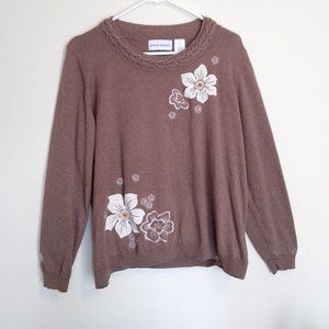 Alfred Dunner Size XL Women's Brown Lightweight Pullover Sweater